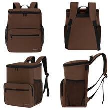 Cooler Backpack Insulated Leak-Proof Backpack Stylish Portable Cooler Bag Beach Picnic Camping Hiking Outdoor Cooling Backpack With 4 Pockets For Men Women, Brown - 棕色 - 查看 7