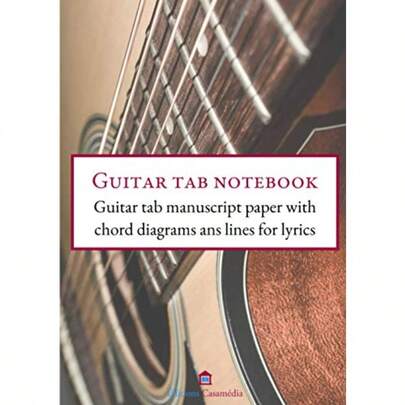 Guitar Tab Notebook: Guitar Tab Manuscript Paper With Chord Diagrams And Lines For Lyrics
