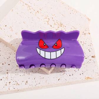 pocket monsters Pokémon-Themed Hair Accessory: -Inspired Hair Claw Clip Hair Claw | Acrylic | Solid Purple | Medium Square Size Strong Grip Hair Claw | Perfect For Gifting & Party Wear Cute & Whimsical Hair Accessory For Women Winter Hair Clip
