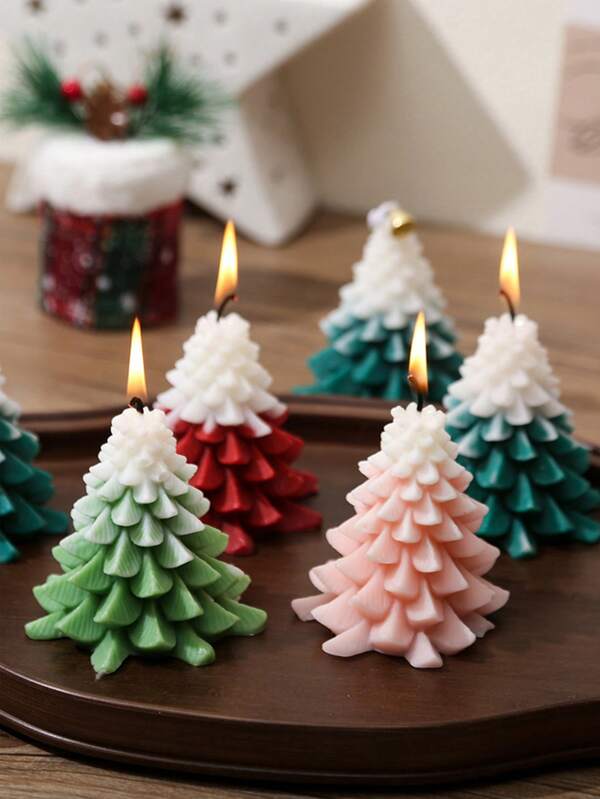 Velas de aromaterapia con forma de árbol de Navidad de cera de soja, decoraciones, accesorios para crear ambiente festivo, regalos hechos a mano para fiestas de Halloween, decoraciones y regalos de Navidad