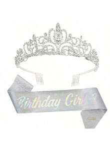 2 pièces/set Couronnes et écharpes pour femmes Couronne élégante avec peignes Bandeaux pour femmes Mariage Bal Anniversaire - Multicolore - Voir 14