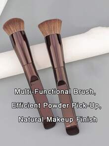 New 1pc Multi-Functional Makeup Brush, Round/Flat Head Foundation Brush, Flawless Base Makeup, Concealer Brush, Non-Absorbing, Soft Bristle Cosmetic Beauty Tool,Giveaways - Multicolor - View 3