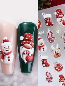 2 Peças de Adesivos de Arte de Unhas de Alívio em Desenho Animado - Elementos Decorativos Fofos de Flores de Dopamina, Estrelas, Corações, Flocos de Neve de Inverno, Avatares de Gato, Cabeças de Lobo, Papai Noel, Bonecos de Neve, Renas, Homem de Gengibre, Design de Arte, Adequado para o Dia a Dia, Casamentos, Festas e Feriados das Mulheres, Adesivos de Unhas Descartáveis, Estilo de Tema Fofo de Desenho Animado, Fácil de Colar Decoração de Unhas