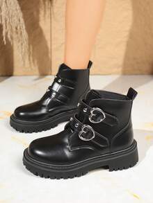 Black Double-breasted Heart-shaped Buttons