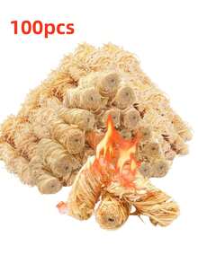 10块全天候木炭引火块 - 无异味，瞬间点燃，适用于烧烤架、篝火坑、壁炉、柴火炉和露营。厨房必备，户外旅行配件。