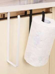 1pc White Iron Paper Towel Holder, Kitchen Storage Rack, No Drilling Required, Wall-Mounted Kitchen Paper Towel Rack, Suitable For Kitchen, Bathroom, Cabinet, Cupboard, Hanging Paper Towel Rack, Kitchen Organization Rack, No Drilling Iron Storage Rack - Multicolor - View 5