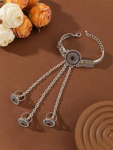 سوار إصبع بوهيمي فينتاج مزين بالراين ستون، طقم مجوهرات هندسي للحفلات للنساء