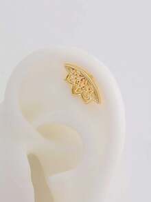 1pc Boho Style Spiral Earring, Geometric Lotus Pattern, Hidden Spiral Piercing, Cartilage Design, Bohemian Silver Color, Mystical Jewelry. Christmas Accessory, Gift