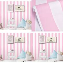 Self Adhesive Vinyl Pink And White Stripe Peel And Stick Wallpaper Shelf Liner For Walls Nursery Girls Bedroom Cabinets Dresser Drawer Furniture Decal Removable Waterproof 17.7x117 Inches - BabyPink - Xem 1