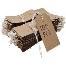 Swift Strung Tags Brown Reinforced Card Clothing Parcel Label String Hanging Gift Swing Tickets Kraft Hang Price Labelling 108mm X 54mm (Pack Of 100) - 100 - Xem 2