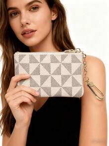 女士迷你拉链钥匙扣零钱包，可装硬币、信用卡、身份证、钥匙、耳机、口红等。 - 彩色 - 查看 3