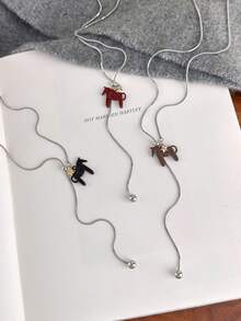 1pc Vintage Horse Pendant Necklace, Layered Wear, Elegant Design, Versatile Accessory - Pendant Necklace - View 4