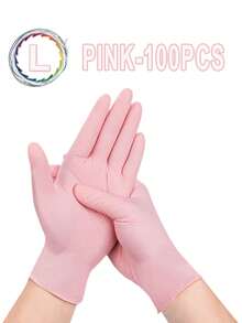 Guantes desechables de nitrilo rosa, sin látex, antiestáticos e impermeables para múltiples propósitos. Guantes desechables para la cocina, guantes protectores de nitrilo sintético para la cocina, el baño, el hogar y artículos del hogar - Rosa - Ver 13