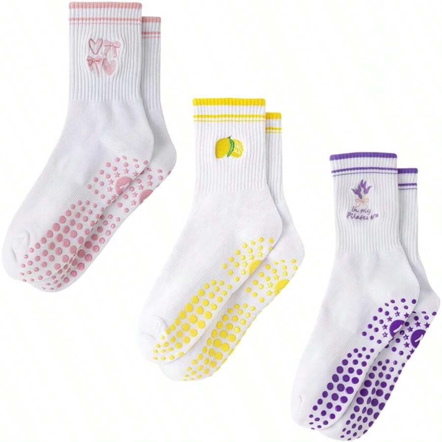 Women's Non-Slip Yoga Socks, Professional Non-Slip Pilates Socks, Women's Indoor Non-Slip Floor Socks, Suitable For Dance, Fitness Training, Yoga, Pilates And Other Sports, Soft, Comfortable, Breathable And Sweat-Absorbing, All-Season, Great For Halloween, Christmas, Valentine's Day Gifts For Family And Friends - Multicolor - View 1