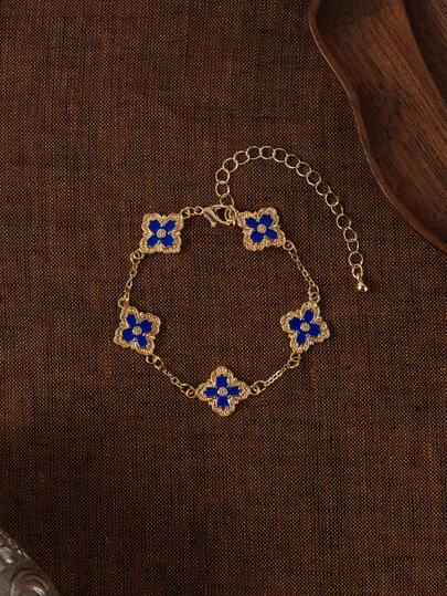 Glisma 1pc Summer Cool & Luxurious Clover & Flower Bracelet For Women, Vintage Artistic & Premium Handmade Bracelet, Suitable For Daily Wear, Mother's Day Gift, Beach Vacation, Etc. Valentines,Mom,Mother,Mother's Day,Gift