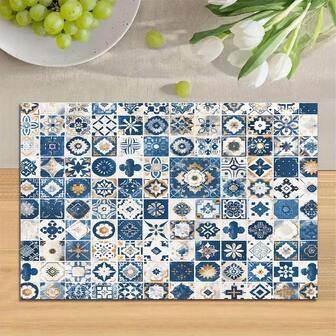 1/4/6 Pcs Middle Eastern Holiday Theme, Complex Floral Geometric Patterns, Multi-Layer Borders And Bohemian Plaid, Tile Print Polyester Linen Placemats, Suitable For Holiday Decor Table, Trivet, Kitchen Decor Table Mats, Western Dining Table Mats, Tabletop Decoration