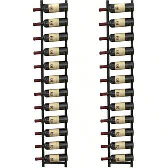Wall Mounted Wine Rack For 6 9 12 Bottles Metal Organizer For Liquor Champagne Storage Holder In Kitchen Dining Room Bar 2PCS 22 Cm X 13.5 Cm X 145 Cm