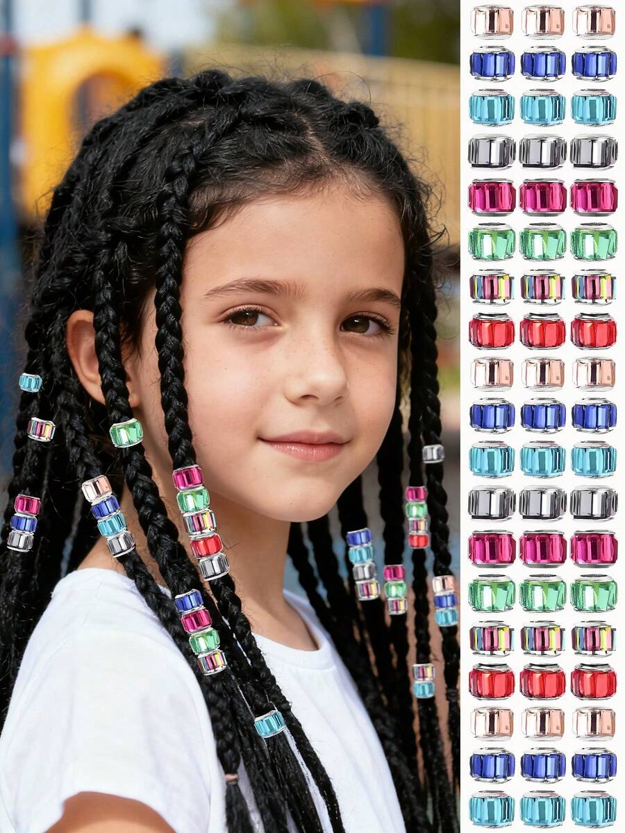 20pcs Colorful Crystal Hair Beads, Suitable For Girl And Girls To Braid Hair, Multicolor Hair Beads Hair Rings Bracelets Accessories, Suitable For Children, Girls And Girl, Hair Decorations For Braiding