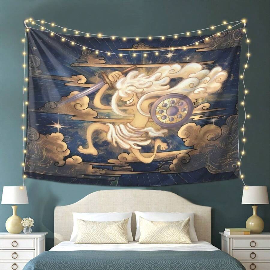 1 Large Japanese Anime/Manga Tapestry - One Piece Themed Wall Decoration, Featuring The Iconic Straw Hat Pirates And Designs, Horizontal Peach Light Beige Fabric Posters, Suitable For Bedrooms, Living Rooms, And Offices - A Unique Gift For Fans - 彩色 - 查看 1
