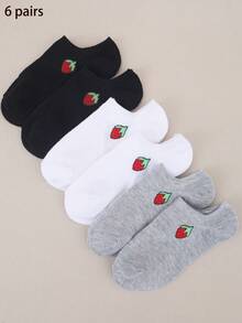 3/6/9/12 perechi de șosete drăguțe cu căpșuni, culori mixte, șosete versatile la modă pentru purtare zilnică, casual minimaliste, absorbție a umezelii, potrivite pentru toate anotimpurile și ocaziile - Multicolor - Vizualizare 14