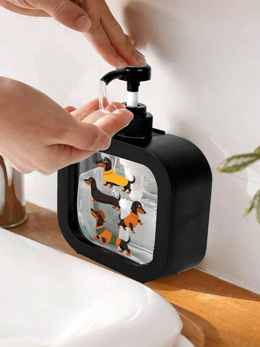 1pc Large Capacity Refillable Transparent Dispenser Bottle, Cute Dachshund Shaped, Plastic Pump Dispenser Container With Soap Dispenser Pump, Suitable For Hand Soap, Body Wash, Detergent, Lotion, Home Bathroom Decor, Autumn Decor, Back To School Decor