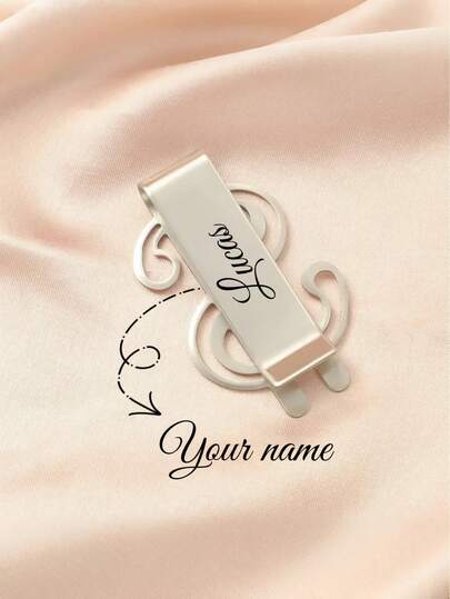 1pc Customized Engraved Dollar Sign Stainless Steel Money Clip, Fashionable Silver Color, Elegant Men's Wallet, Personalized Wallet, Custom Wallet, Bill Clip, Creative & Practical Gift