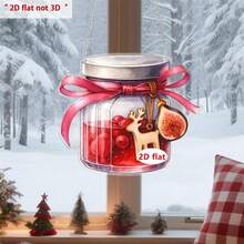 Adorno navideño, tarro de mermelada 2D, acrílico, para colgar en la puerta, recuerdo de fiesta, decoración de pared - Rosa - Ver 2