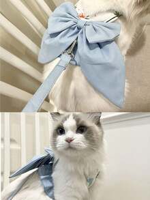 Fashionable Bowknot Half-Vest Pet Harness Leash - 3-In-1 Outdoor Use For Dogs & Cats, Breathable Mesh Pet Clothing, Pink/Blue, Multi-Functional For Small & Medium Dogs (Bichon, Shih Tzu, Teddy, Poodle) & Cats - Multicolor - View 11