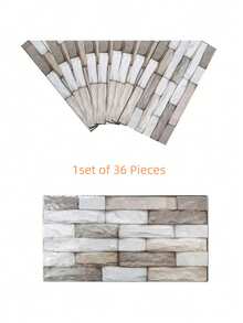 9/36pcs Self-Adhesive Faux Stone Tile Stickers, Kitchen Backsplash Wall Decals, Waterproof Bathroom Wall Tiles, Removable Bedroom Wall Decor, 15*30CM