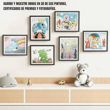 2pcs Marco para Dibujos Niños, Marcos de fotos de galería, Marcos para Cuadros, Gire la tapa Marco de arte magnético para niños Se puede colgar horizontal o verticalmente12.9 * 8.6 * 1.18 in (Negro) - Azul y rosa - Ver 6