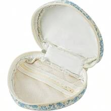 HHQQWZ - Bolsa de cosméticos de algodón floral en forma de corazón para mujer bolsa de maquillaje acolchada con cierre de viaje con asa organizador de artículos de cambiador de flores bolsa de tela - 02Azul Floral - Ver 2