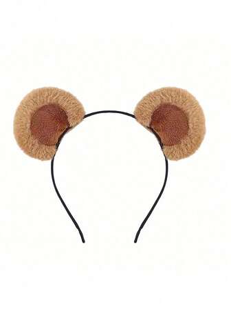 1pc/2pcs Adjustable Cute Brown Bear Ear Headband, Bear Ear Headband Suitable For Costume Party, Banquet, Makeup, Face Washing, Women Hair Accessories, Headband, Halloween Costume (Due To Different Lighting And Camera Settings, There May Be Slight Color Differences, Please Do Not Purchase If You Are Sensitive To This)