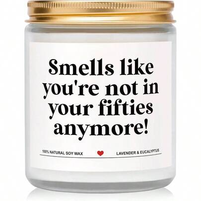 60th Birthday Gifts Women Ideas, Funny 60th Birthday Gifts Grandma People Turning 60 - Smells Like You're Not In Your Fifties Anymore - Handmade Lavender Happy 60 Years Birthday Candle 7oz
