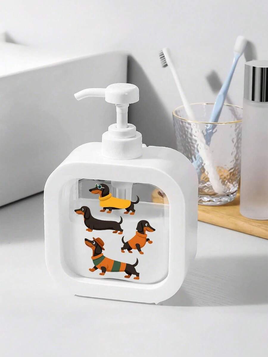 1个大容量可重复灌装透明分配瓶，可爱腊肠犬造型，塑料按压式分配器容器，带皂液泵，适用于洗手液、沐浴露、洗涤剂、乳液，家居浴室装饰，秋季装饰，返校装饰