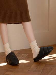 PU Leather Waterproof Thermal Slippers, Anti-Slip Indoor Couple House Slippers For Autumn/Winter