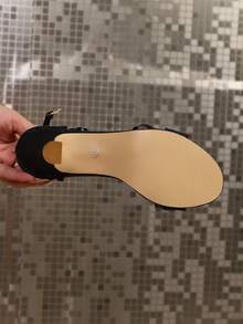 Giày cao gót thời trang mới cho nữ, giày dự tiệc đính đá lấp lánh, khóa cài kim tuyến, phù hợp cho mùa xuân/hè - màu đen - Xem 9