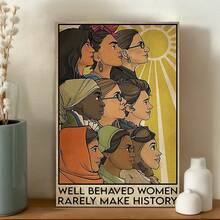 Framed Vintage Canvas Wall Art Painting Well Behaved Women Rarely Make History Canvas Painting Posters Wall Art Gifts For Living Room Bedroom Office Home Decor - 框架 - 查看 4
