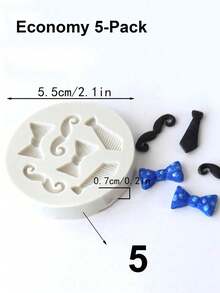1 cái/2 cái/5 cái Khuôn bánh hình ria mép và nơ bằng silicon, dùng để làm fondant, sô cô la, trang trí bánh - Màu be - Xem 11