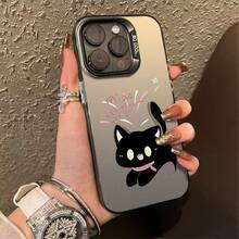 Funda de teléfono Jumping Kitten Apple 16 Plus 8, 12 Pro Max 7, orejas de gato, 14 Pro, 11 X R, linda XS 15 8P - Negro - Ver 2