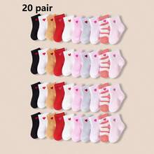 20 đôi tất hình trái tim dễ thương cho bé gái, tất mềm mại co giãn - Nhiều màu - Xem 8