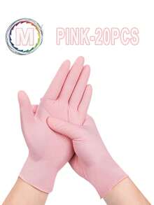 Guantes desechables de nitrilo rosa, sin látex, antiestáticos e impermeables para múltiples propósitos. Guantes desechables para la cocina, guantes protectores de nitrilo sintético para la cocina, el baño, el hogar y artículos del hogar - Rosa - Ver 16