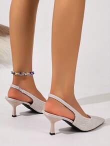 Giày cao gót nữ, Giày đi làm thời trang đa năng, Dép sandal mùa hè - cây gai dầu trắng - Xem 7