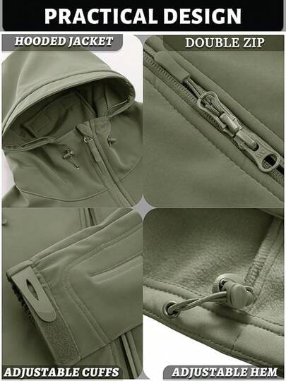 chamarra táctica con capucha para hombre,chamarra de senderismo para exteriores,de forro polar,cálida para invierno,resistente al agua y viento