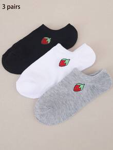 3/6/9/12 perechi de șosete drăguțe cu căpșuni, culori mixte, șosete versatile la modă pentru purtare zilnică, casual minimaliste, absorbție a umezelii, potrivite pentru toate anotimpurile și ocaziile - Multicolor - Vizualizare 15