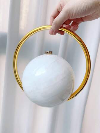 Spherical Evening Bag, High-End Handbag With Marble Pattern, Minimalist Style Suitable For Banquets, Weddings, And Parties