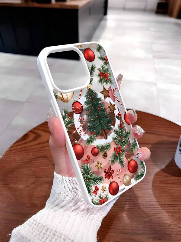 Weihnachtsbaum Muster Transparente magnetische Handyhülle für iPhone 17 16 15 14 13 12 11 Pro Max Plus Air,Acryl + TPU Phone Case & Stoßfeste, Cases, Geschenkidee für Männer und Frauen, Handy Zubehör, Handyhülle, Handyhüllen