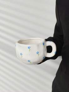 1 pieza Taza de café de cerámica con diseño floral, taza de cerámica estilo europeo pintada a mano, taza de porcelana de alta calidad, taza grande para desayuno, taza de leche, taza de jugo, taza de té de la tarde, taza de agua de oficina, taza de latte, taza de regalo, apta para todas las estaciones - Multicolor - Ver 9