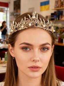 Tiara de cristal estilo barroco, diadema de princesa/reina coreana, accesorio de lujo para vestido de novia, coronas, corona de disfraz - Negro - Ver 2