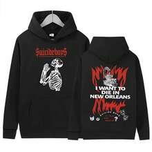 Suicide Baby - G59 Tour Top Hooded Printed Sweatshirt Retro Gothic Punk Sweater Oversized Streetwear Hip Hop Fashion 2024 - màu đen - Xem 1