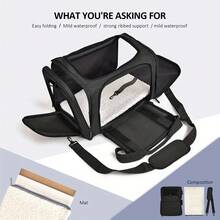 Foldable, Airline-Approved Pet Tray, Soft Polyester Dog And Cat Travel Bag, Zip Closure, Suitable For Small To Medium-Sized Pets, Weighing No More Than 15 Lbs, Random Zipper Color. - Xám - Xem 4